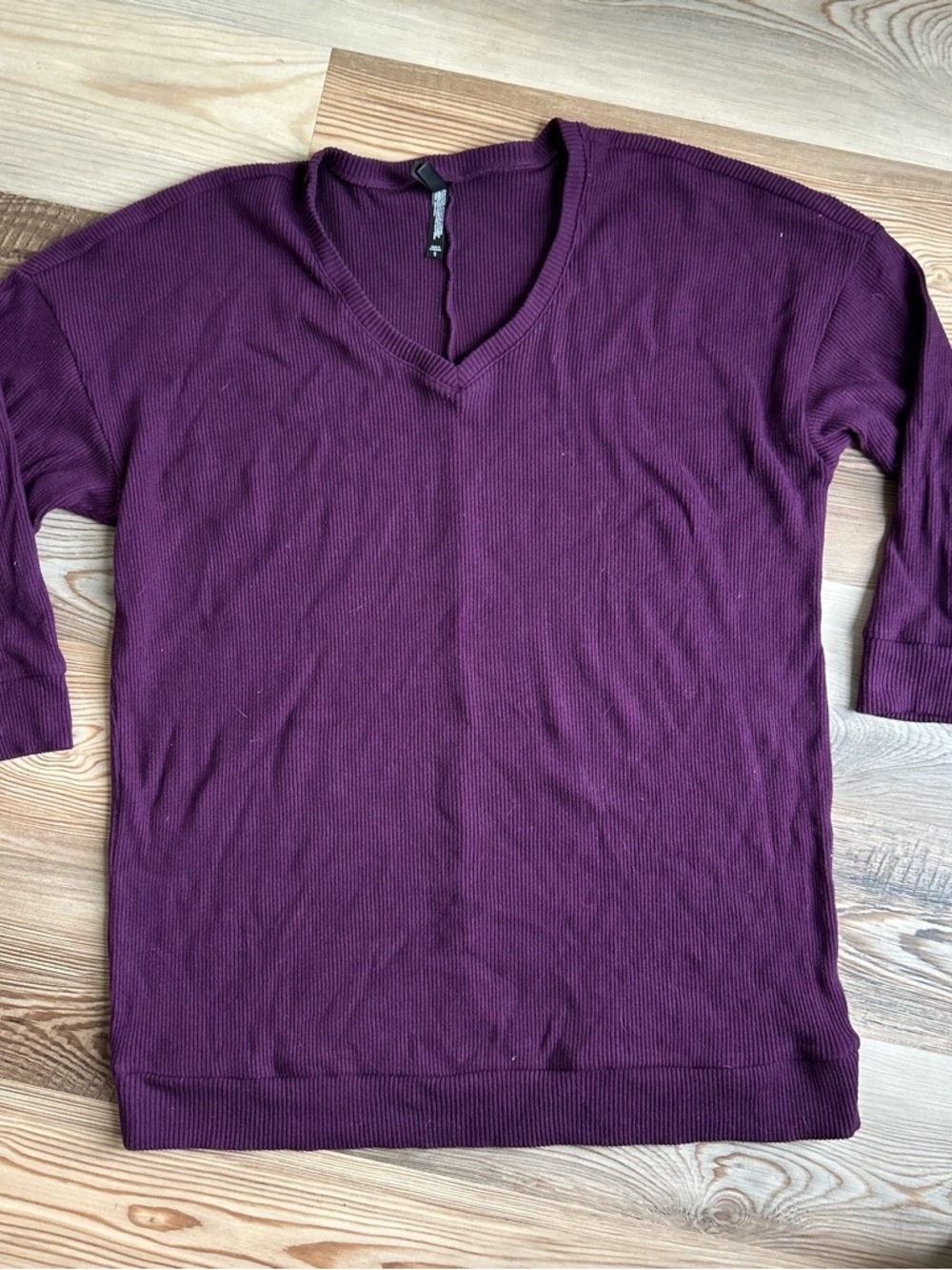 Torrid V-Neck Ribbed Sleep Sweater in Deep Plum